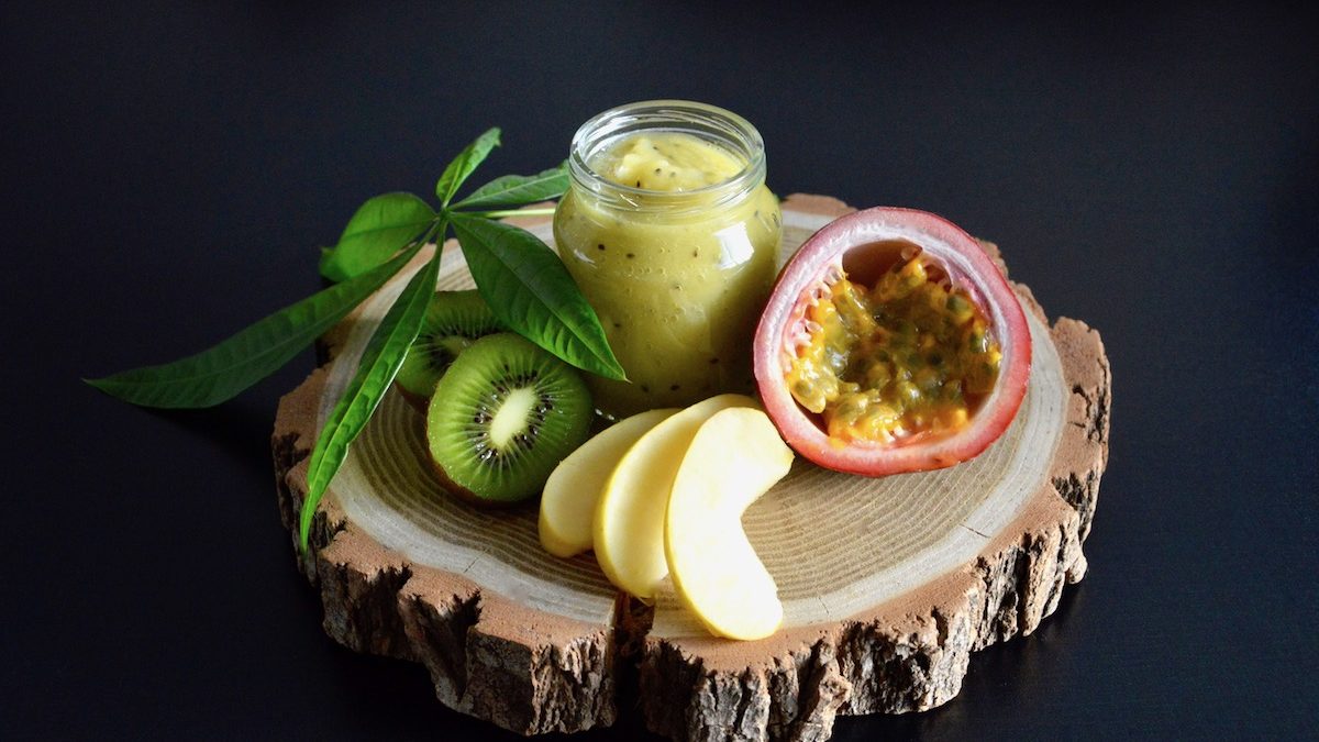 Apple Kiwi And Passion Fruit Baby Puree Recipe From 12 Months Cooking For My Baby