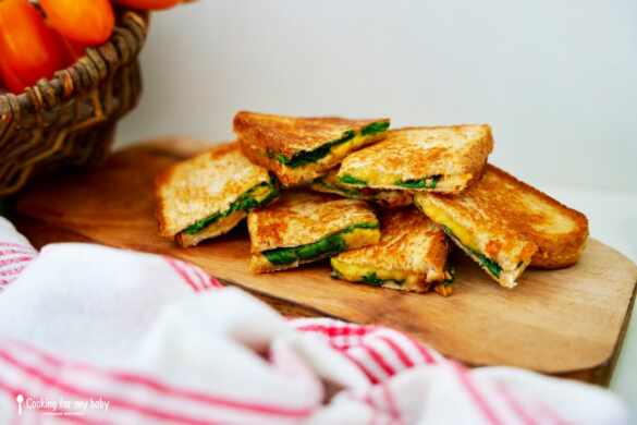 Recette de baby croque-monsieur pour bébé épinard et cheddar (Dès 12 mois)